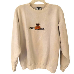 Vintage Lee Steiff Club Teddy Bear White Crewneck Cotton Sweatshirt (Medium)